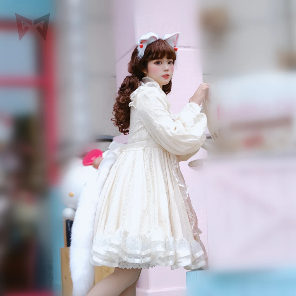 

New Hand Made Work Beast White Wolf Wolves Fox Neko Tail White Black For Cosplay Halloween Christmas Costume Ears Accessories