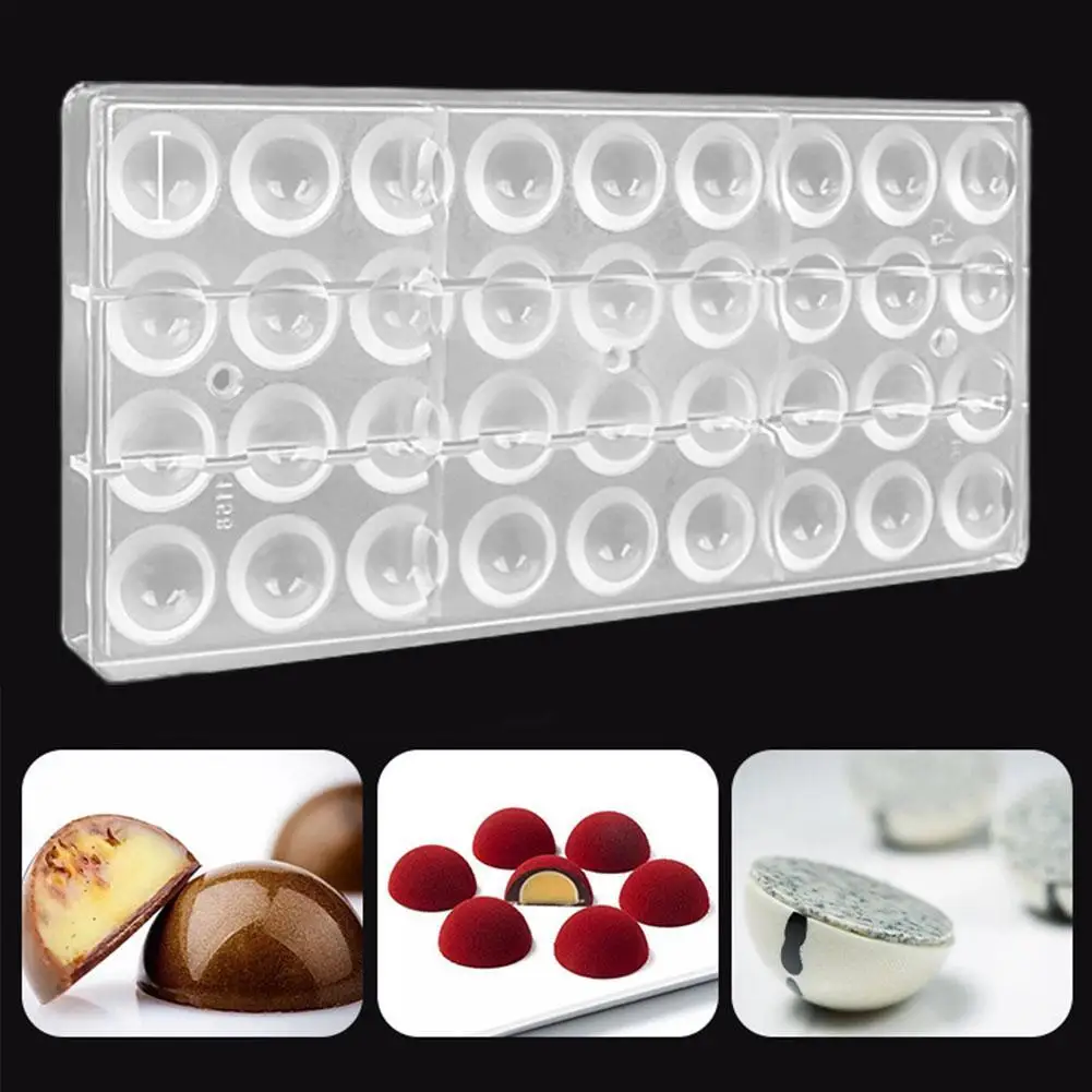 

3D 12/24/28/36Cavities Plastic Chocolate Sphere Molds Pastry Ball Tray Cake Baking Bakery Mould Thick Bakeware Form Tools R9W9