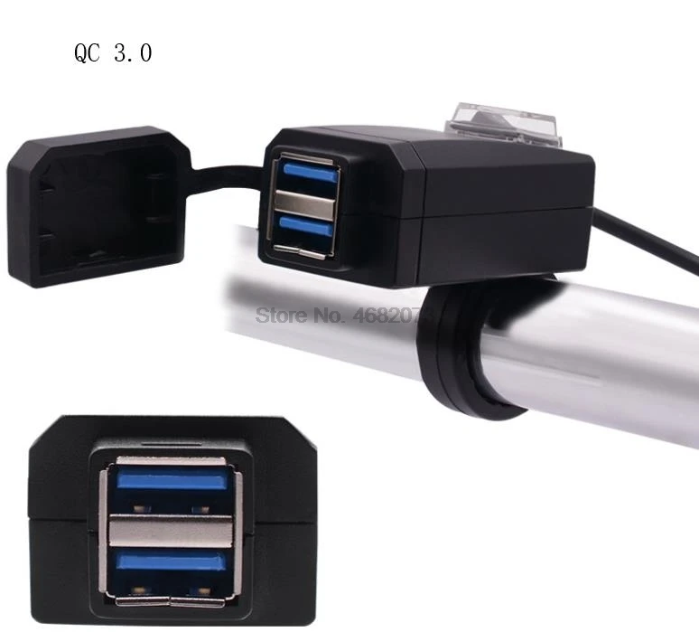 DHL или Fedex 20 шт. QC3.0 USB зарядное устройство для мотоцикла мото оборудование двойной