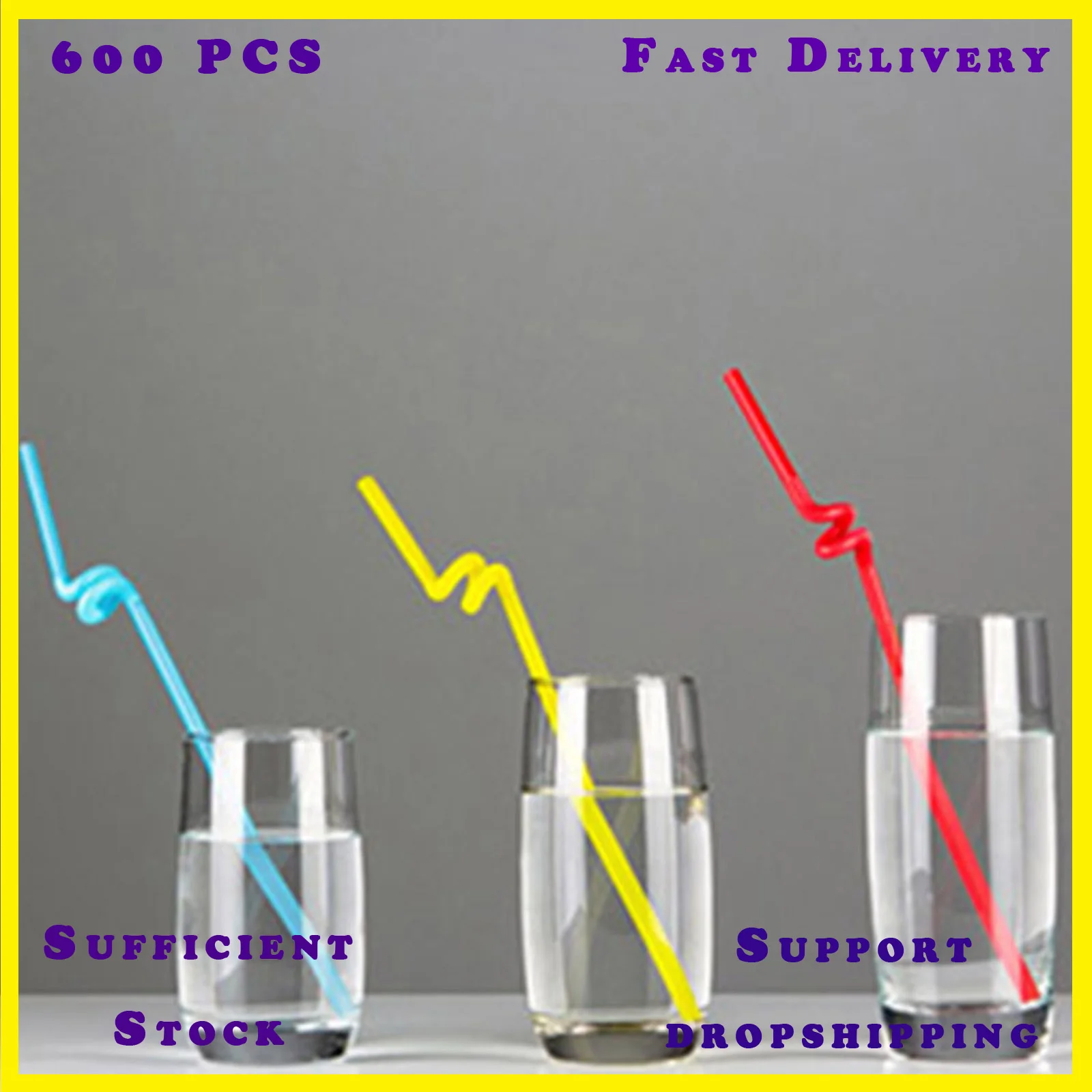 

600Pcs Fluorescent Plastic Bendable Drinking Straws Disposable Beverage Straws Wedding Decor Mixed Colors Party Supplies