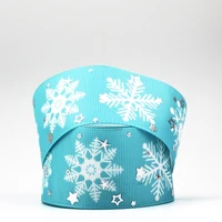 22 75mm silver foil snowflake printed glowing star ribbon accessory hairbow headwear diy handmade hair bows accessories