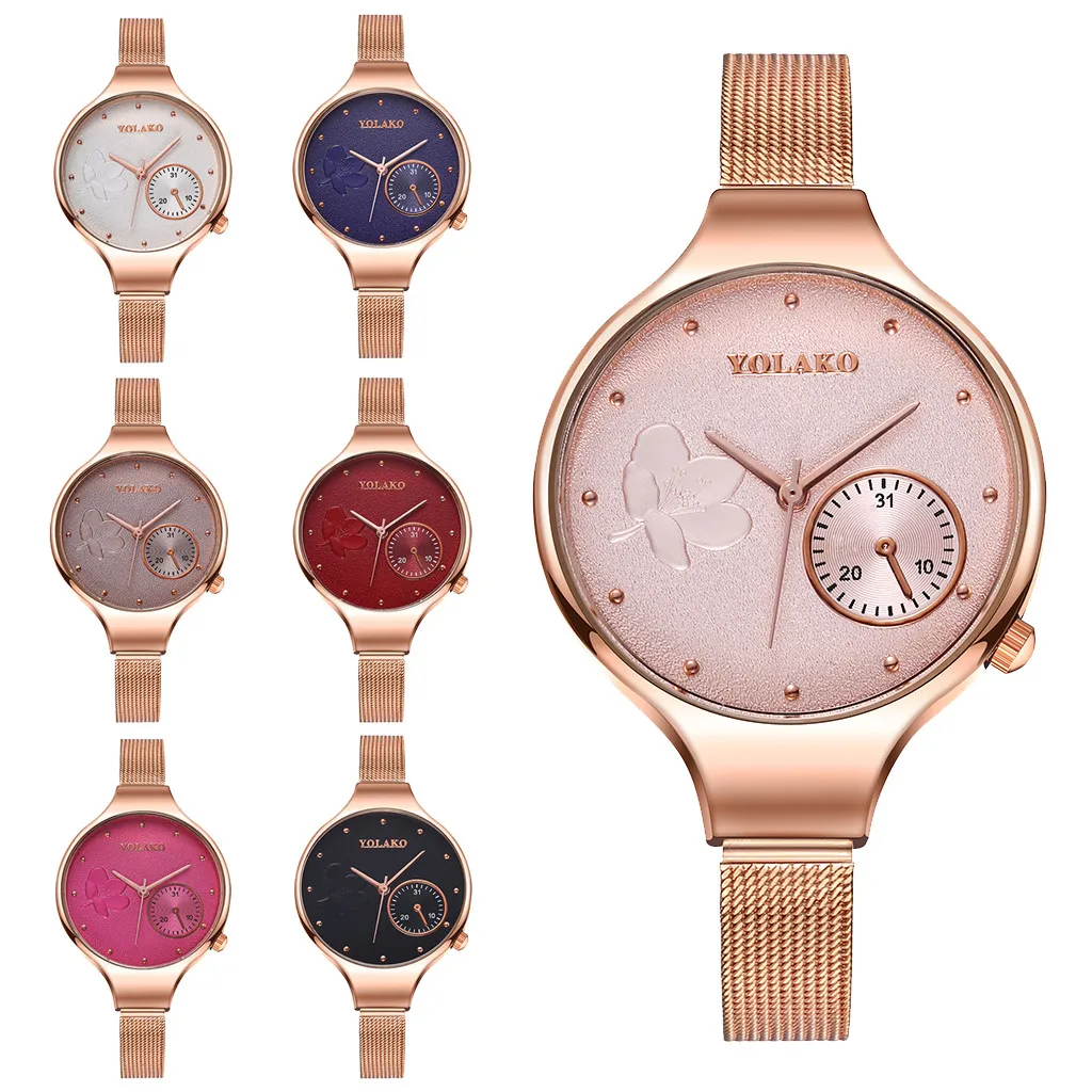 

YOLAKO Fashion Sport Women Watch Top Quality Luxury Quartz Watches steel Belt Ladies Clock Leopard Style relogio feminino