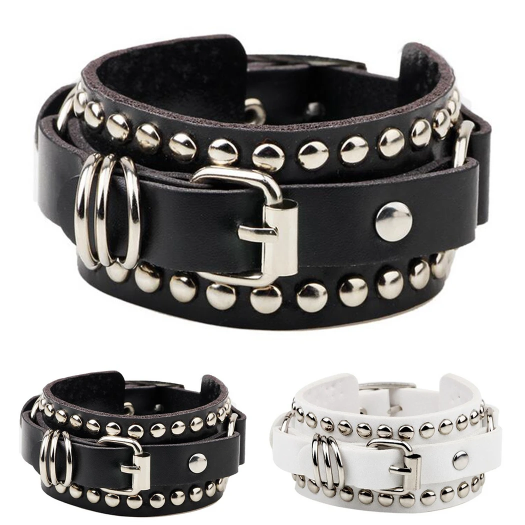 

Women Men Rivet Bracelet Punk Unisex Bracelet Cuff Wristband Fashion Bracelet PU Leather Punk Bangles Jewelry Accessories