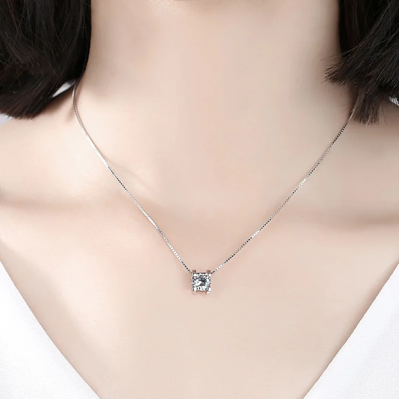 Женский кулон на помолвку BOEYCJR элегантное ожерелье из серебра 925 пробы 0.5ct/1ct/2ct F
