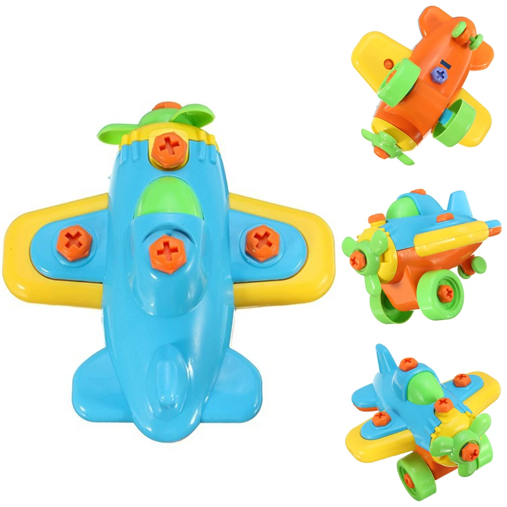 Игрушка маленький самолет дети случайный цвет DIY разборка пластик Раннее
