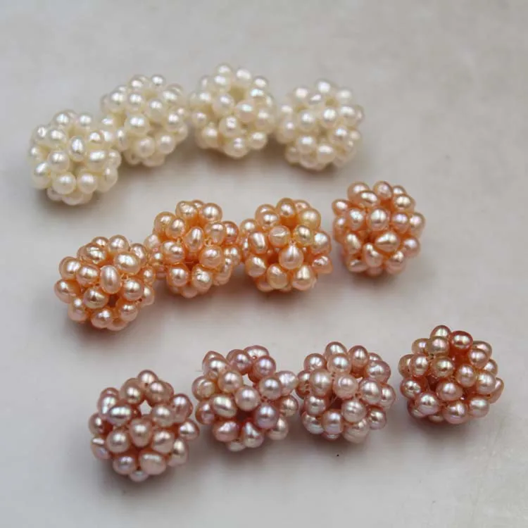 

1PC Natural Freshwater Pearl Loose Beads Beautiful Hand-woven Hollow Ball Pearls DIY Necklace Bracelet Sweater Chain Accessories