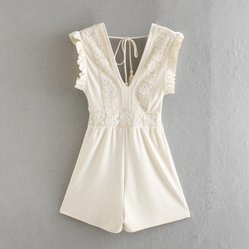 Женский комбинезон без рукавов ZA белый однотонный Повседневный свободный костюм