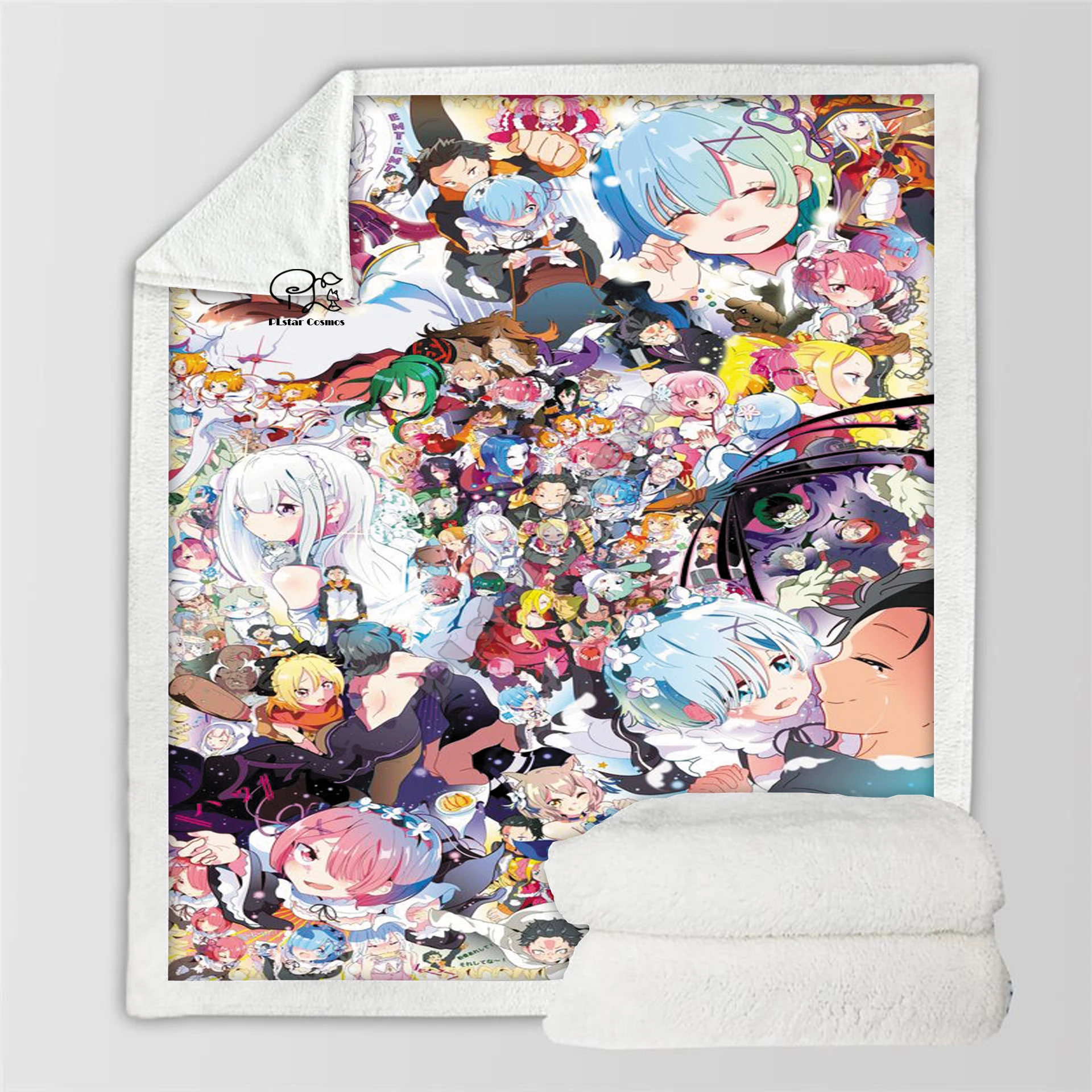 

Plstar Cosmos Anime girl sexy Re Zero Rem Manga character Blanket 3D print Sherpa Blanket on Bed Home Textiles Dreamlike style-1