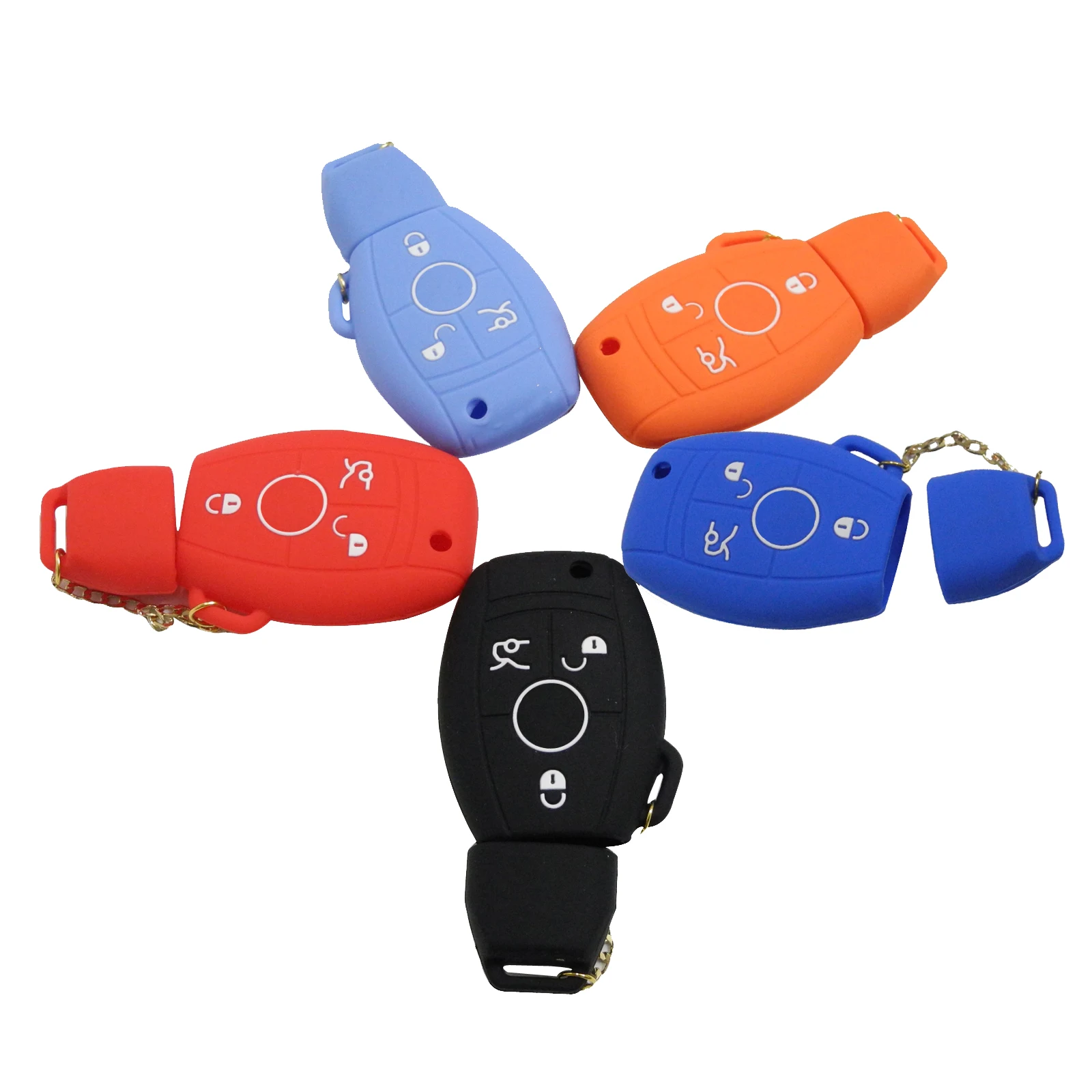 

Kutery Silicone Rubber Car Key Cover Case For Mercedes Benz Remote Key Protecor 3Buttons Key Case Cover Shell