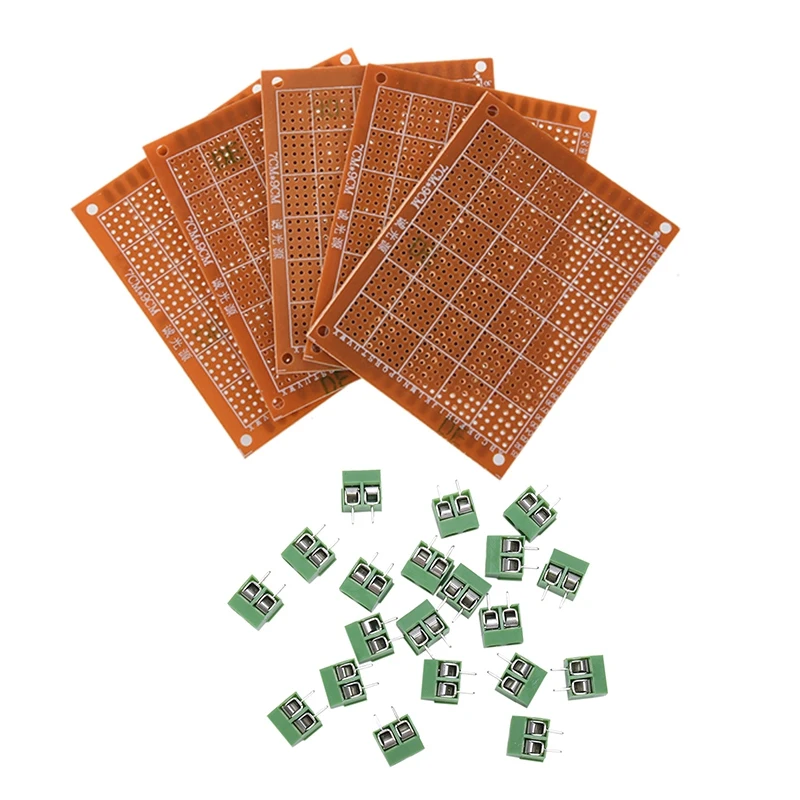 5 шт. печатные платы PCB макетная плата 90X70 мм и 20 2 полюса Шаг монтажный винтовой