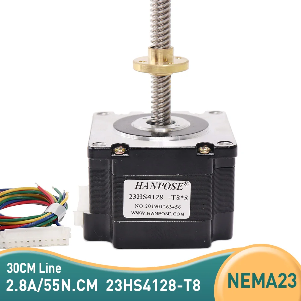 

Free shipping 23HS4128-T8x8-310MM nema23 Screw stepper motor + Copper nut lead 2/4/8mm 41mm for CNC Laser and 3D printer