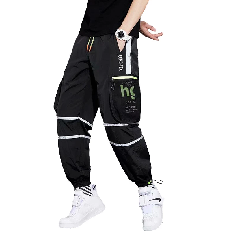 

Streetwear Hip Hop Cargo Pants 2021 Spring Autumn Mens Baggy Pockets Ribbon Joggers Pants Men Japanes Style Black Harem Pants