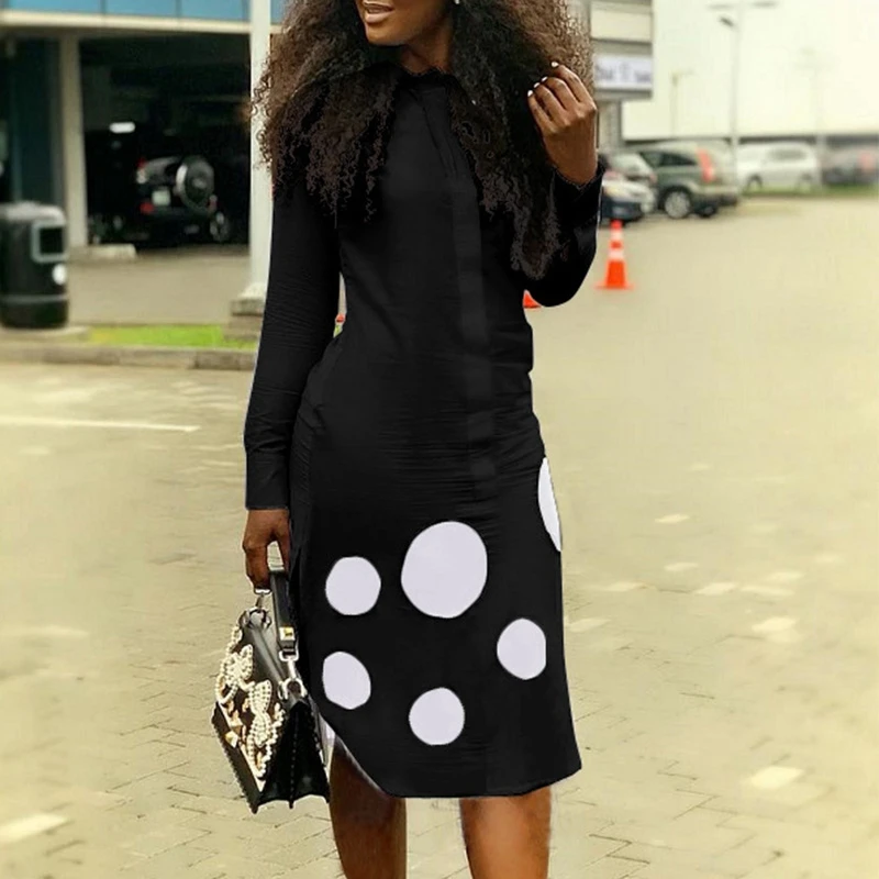 Платье рубашка женское с длинным рукавом элегантное офисное повседневное