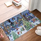 Декоративный Рождественский коврик из полиэстера, коврик для ног, Противоскользящий коврик для кухни, спальни, балкона, мультяшный