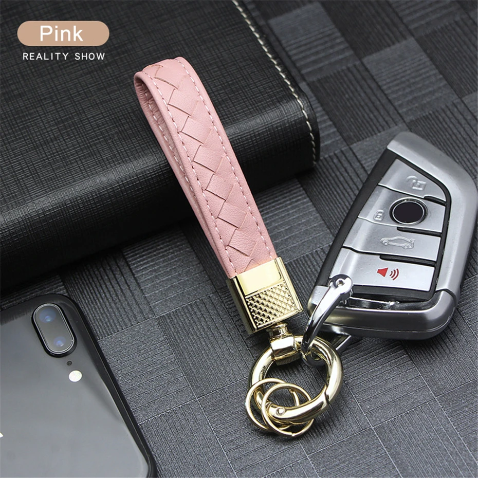 Leather Rope KeyChain Hand Woven Key Ring Car Key Rings For PEUGEOT 206 207 208 301 307 308 2008 508 Keychain Key Accessories