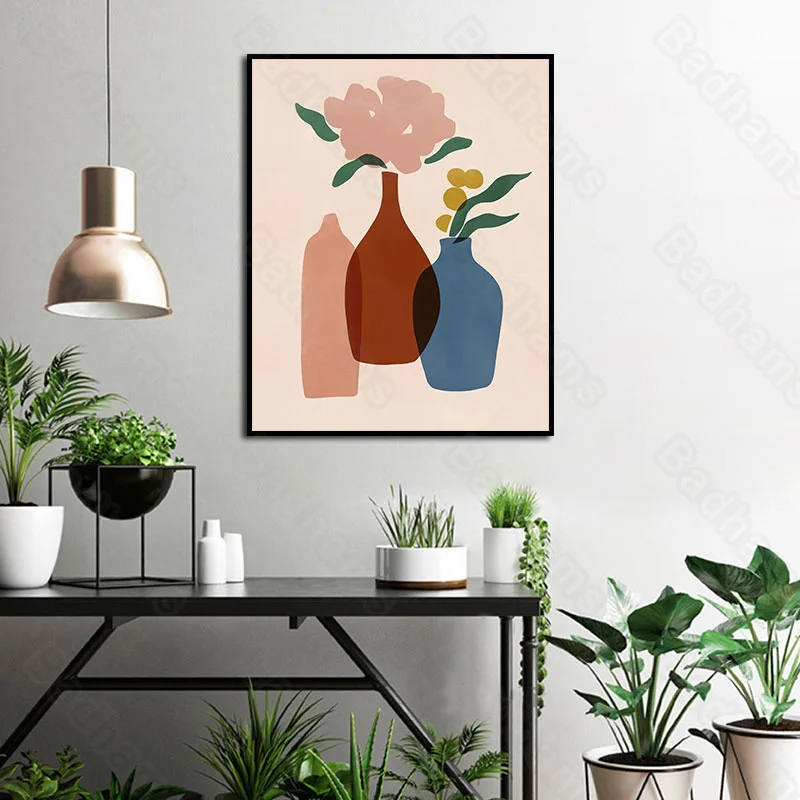 

Modern Home Decoration Living Room Decoration Office Decoration Hanging Paintings 90S Vase Painting Canvas Frameless
