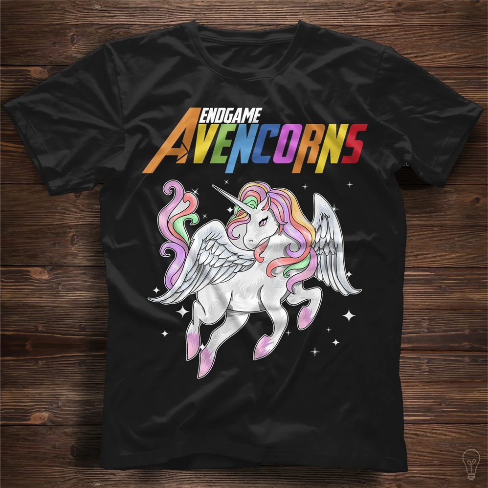 Avencorns Endgame Потрясающая футболка с единорогом и фантазией черная унисекс подарок 06