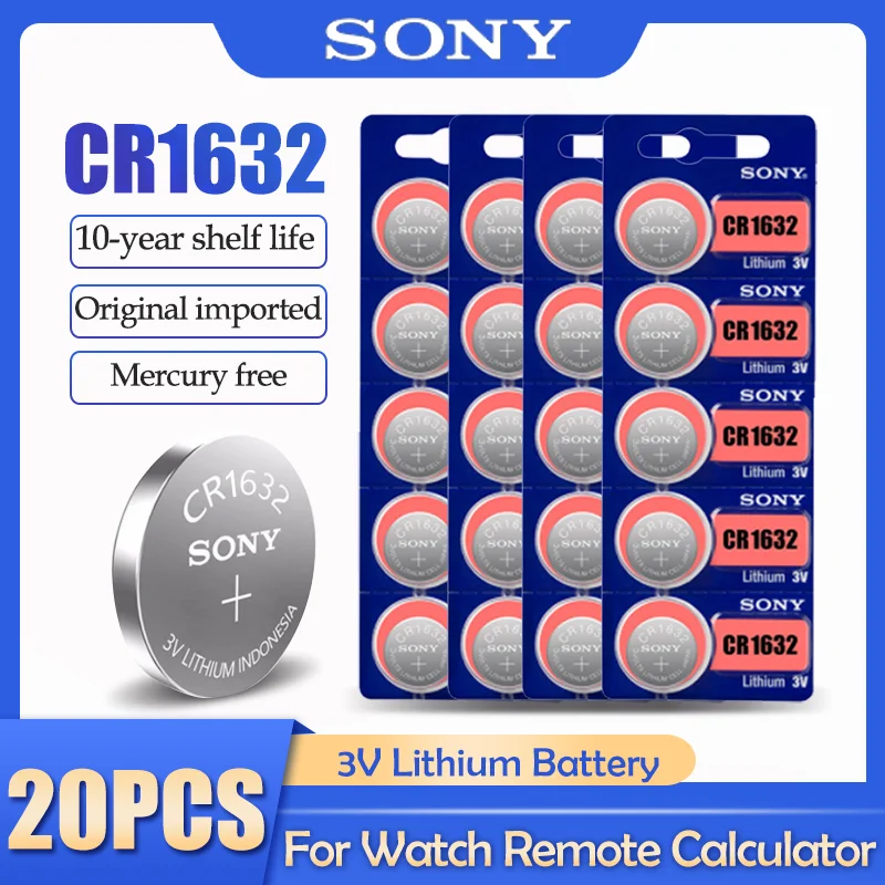 20 шт./лот Sony CR1632 CR 1632 LM1632 BR1632 ECR1632 3 в литиевая батарея для часов автомобильных