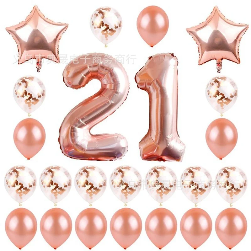 

24pcs Happy Birthday Balloons Decorative Balloons Set Natural Latex Aluminum Film Sequins Balloons for Birthday Party Decoration