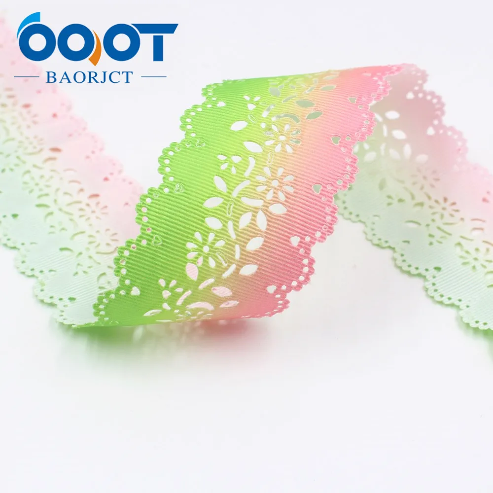 I-19805-1789 OOOT BAORJCT I-19805-1789, горячая Распродажа 43 мм 10 ярдов полые цветы ленты, поделка бант крышка аксессуары и украшения материал - Цвет: I-19805-1789