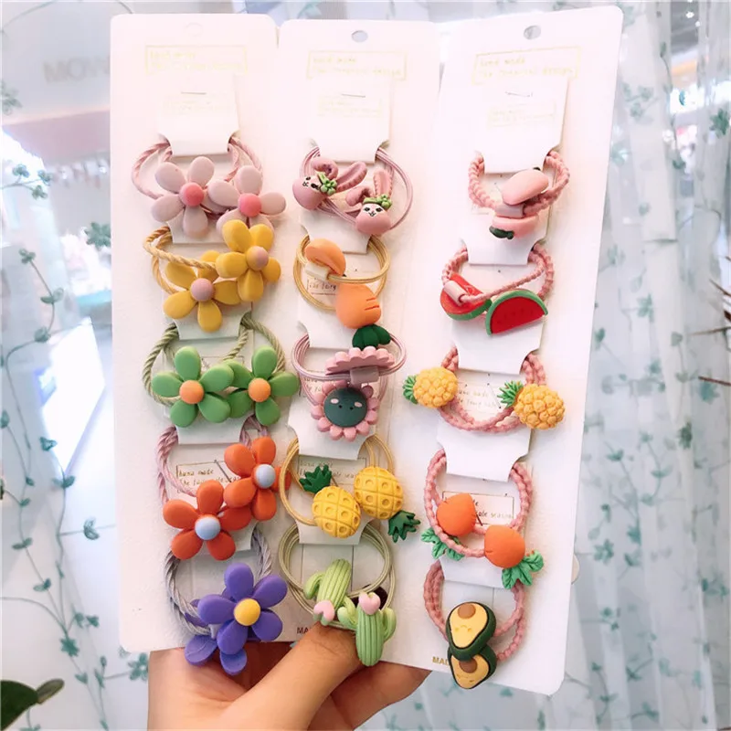 

5Pairs/Set Children's Hair Ring Simple And Cute Hair Accessories Spring And Summer New Baby Rubber Band