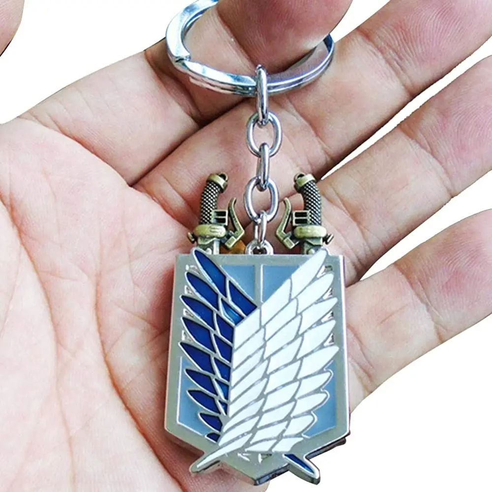 Anime Attack On Titan Keychain Wings of Liberty Eren Jaeger Removable Sword Pendant Car Keyring For Friends Cosplay Jewelry