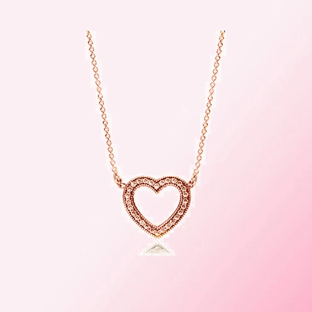 

New 100% 925 Sterling Silver Classic Rose Loving Hearts of Necklace Women Charm Fashion Personality Jewelry For Women