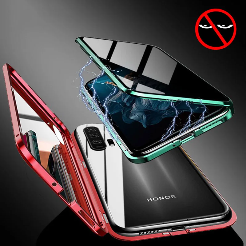 Privacy Magnetic Case For Huawei Honor 9X 20 Pro P30 P20 Mate X Nova 4 5 5i Double Sided Tempered Glass Metal Cover | Мобильные