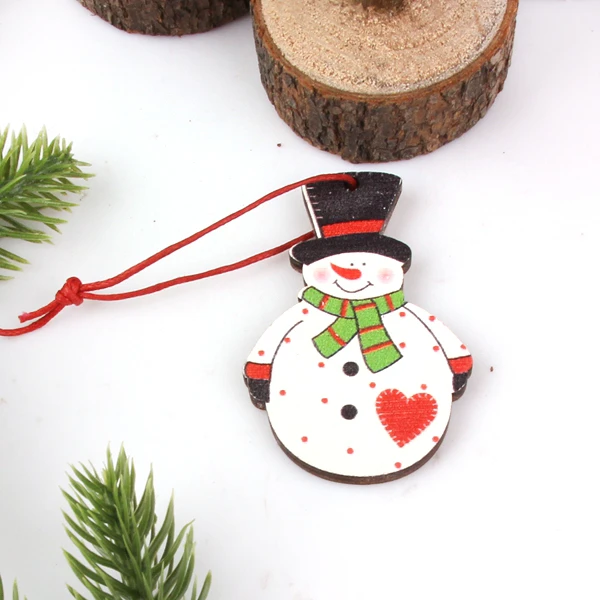 Snowman 6 шт креативные печатные рождественские Деревянные Подвески украшения Висячие подарки Рождественские елки украшения деревянные ремесленные принадлежности - Цвет: Snowman