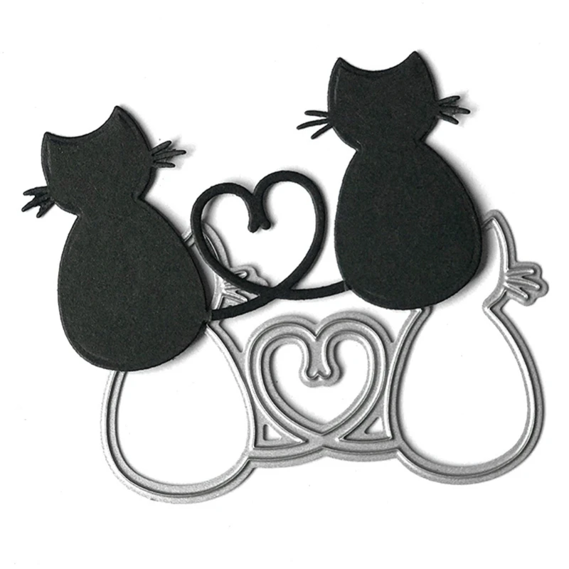 

Heart Couple Cat Metal Cutting Dies Stencil Scrapbooking DIY Album Stamp Paper Card Mold Embossing Decoration Craft P82C