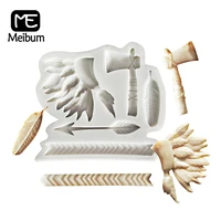 meibum stone axe fondant cake mould feather headdress silicone mold resin molds sugar craft decorating tools baking accessories