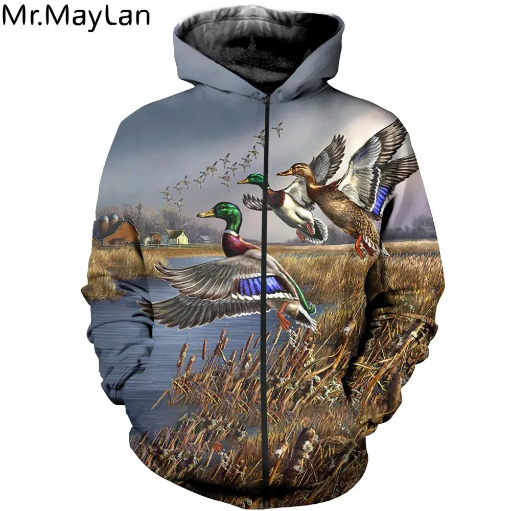 

Hipster Hunting Duck Printed 3D Jacket Men's Anime Hoodies Men/Women Unisex Sweatshirt Country Boys Streetwear Outfits