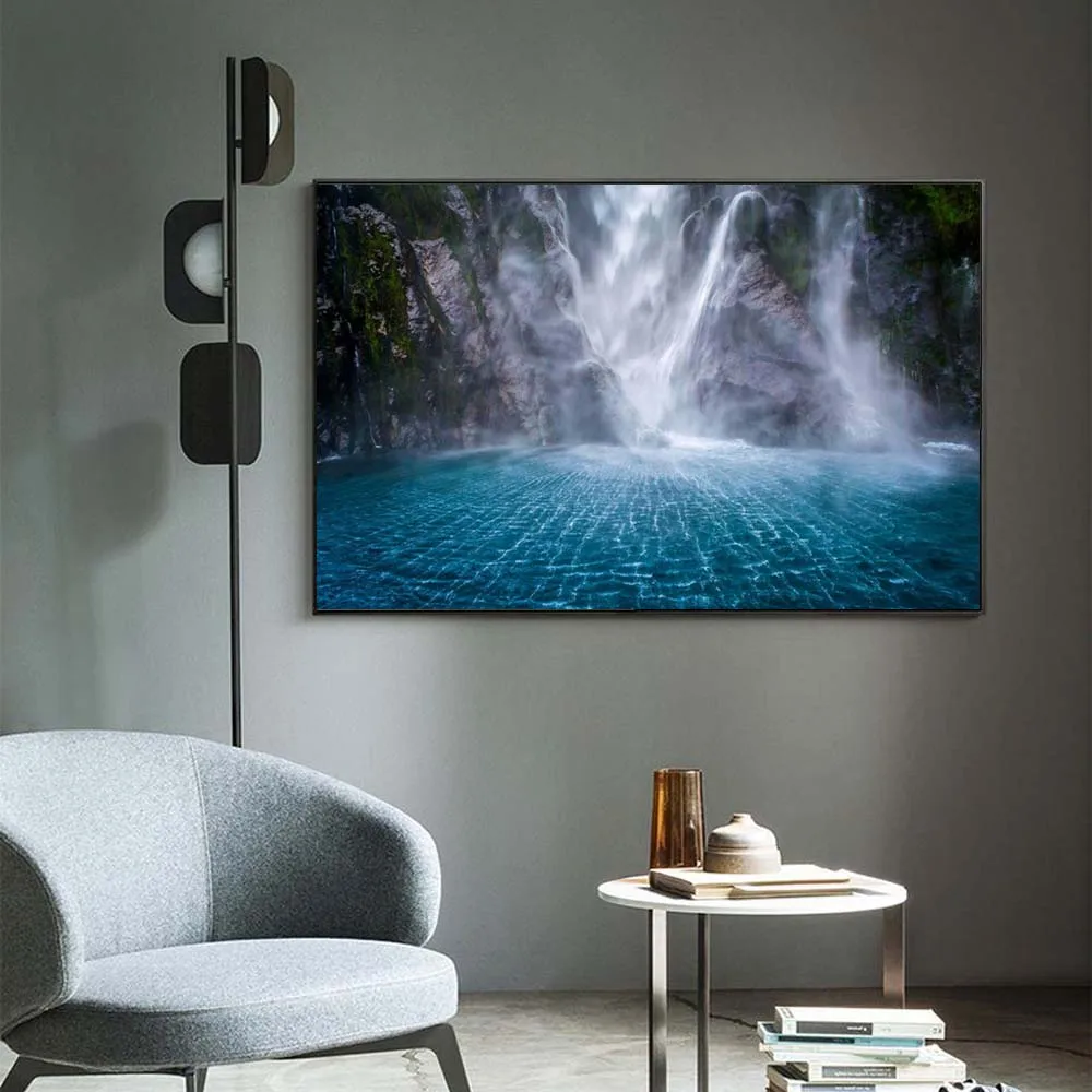 

Пейзаж картина маслом с изображением леса белый водопад река Арт холст картины гостиная коридор, в офис, для украшения дома росписи