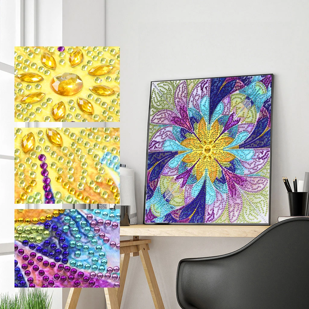 

Алмазная живопись особой формы, мандала, цветок, Современный Узор, 5D «сделай сам», Набор для вышивки крестиком, украшение для дома и комнаты