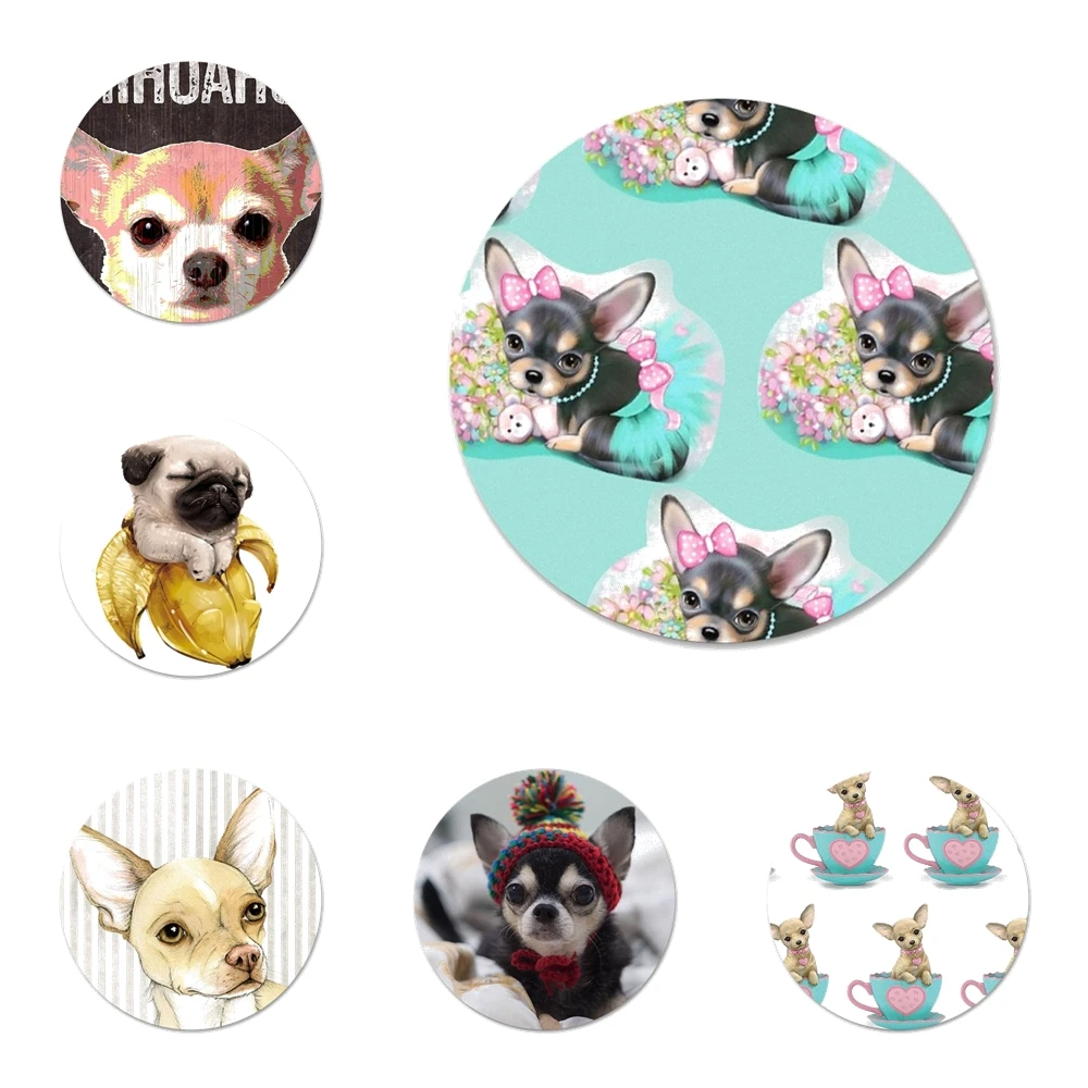

58mm Chihuahua Icons Pins Badge Decoration Brooches Metal Badges For Clothes Backpack Decoration
