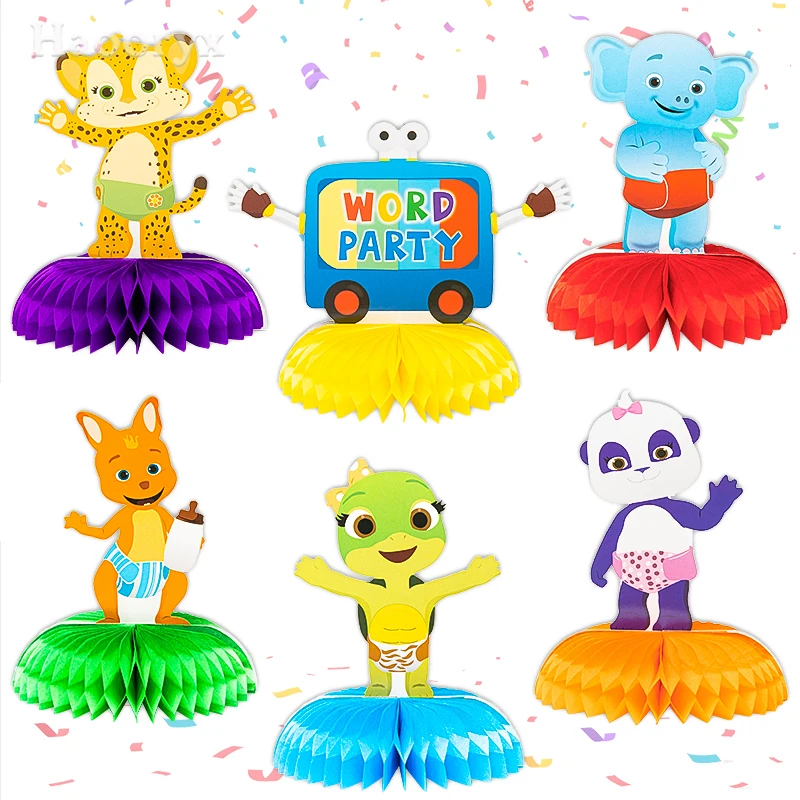 

6Pcs Baby Lulu Panda Party Honeycomb Balls Table Topper Parties Favor Centerpieces Animal Cartoon Themed Decor Supplies for Kids