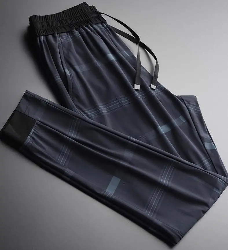 Мужские брюки с принтом в клетку большие размеры 4xl роскошные дышащие Стрейчевые