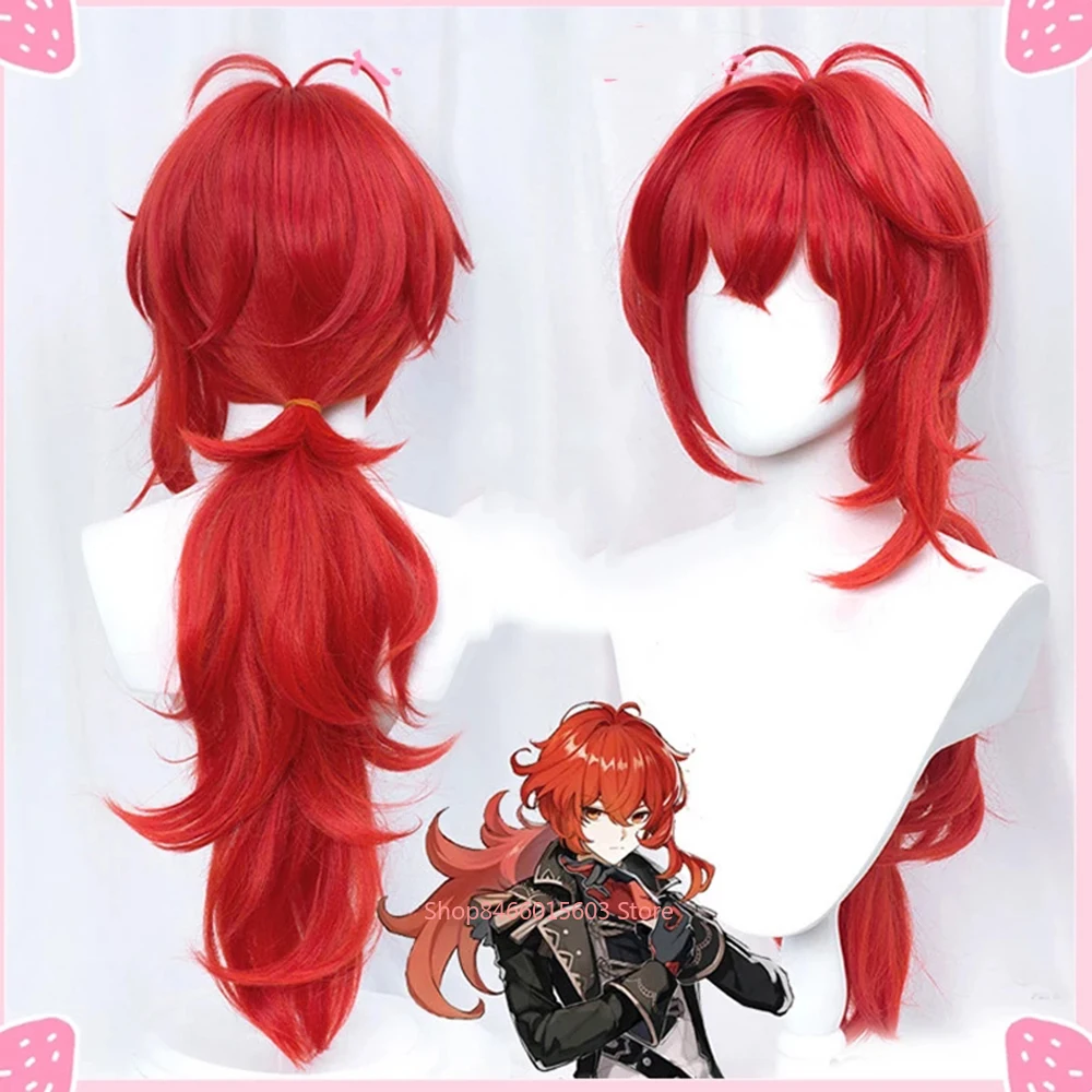 

Ударный длинный красный парик Genshin для косплея аниме, термостойкие синтетические парики для мужчин и женщин, подарки на Хэллоуин, Рождество,...