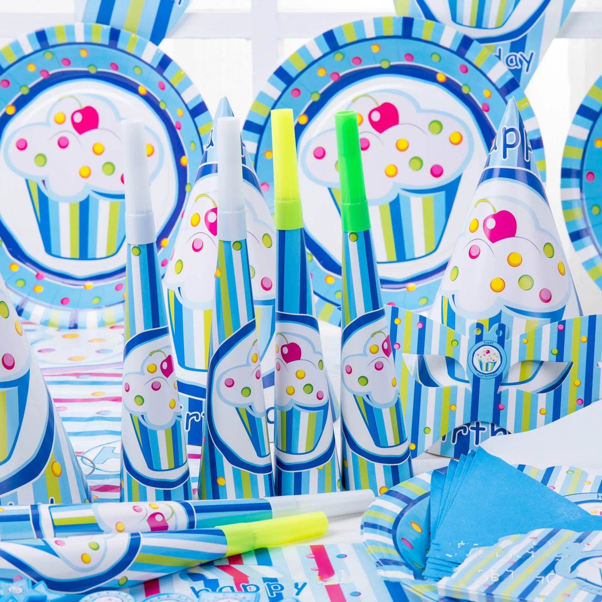 Вечерние Товары для малышей 6 человек синие с принтом мороженого дня рождения