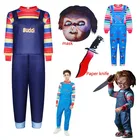 Детский костюм для ролевых игр на Хэллоуин Чаки, костюм для косплея, привидение, Детская кукла назад в душу, полный комплект, Хэллоуин, ужасные костюмы для детей