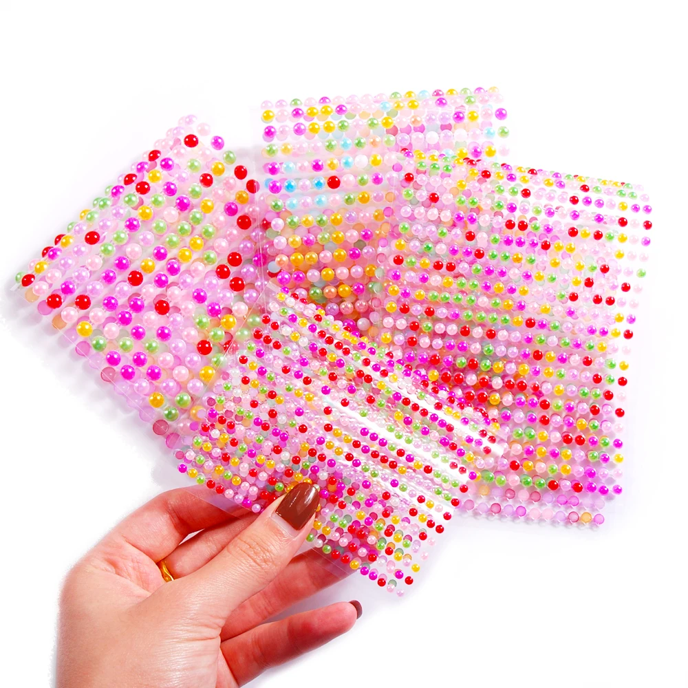 

3MM 4MM 5MM 6MM Mixed Color Nail Rhinestones Half Round Shape Pearl Sticker Acrylic Nail Accessories For DIY Nail Art Decoration