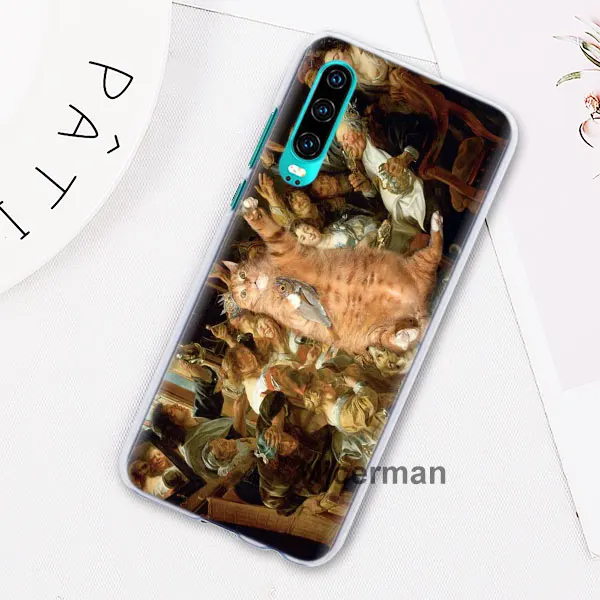 Забавный Pat Cat Art painting красочные милые чехлы для телефонов huawei P30 Pro P10 P20 Lite P30 Lite P Smart Plus Жесткий Чехол для ПК Co - Цвет: 03