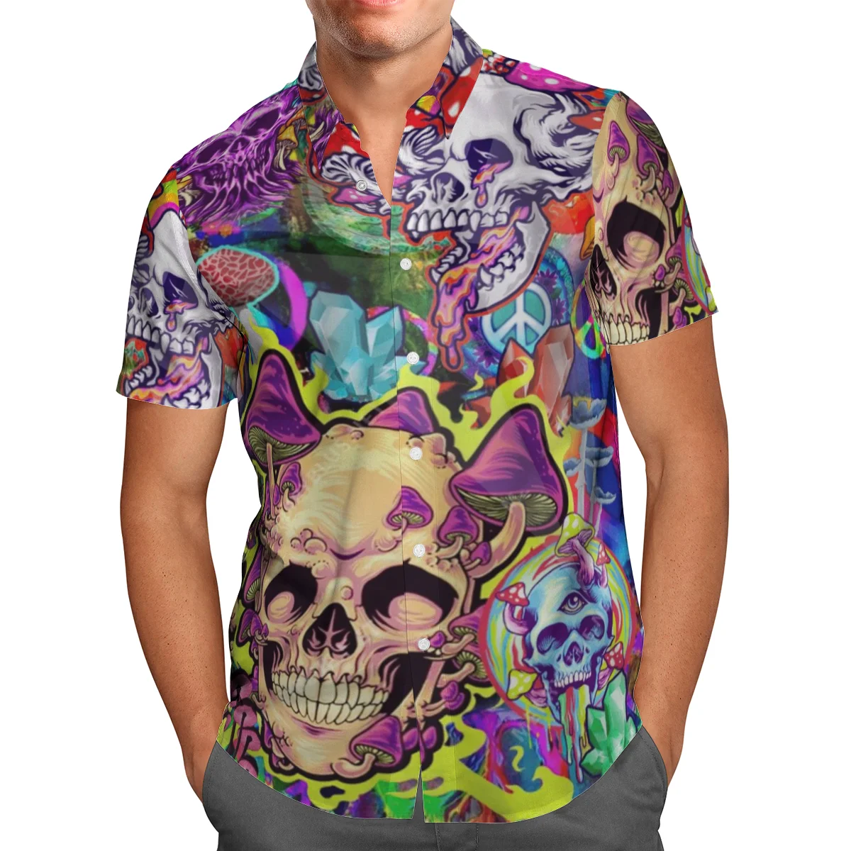 

Цветная пляжная гавайская рубашка с 3d-черепом, лето 2021, рубашка с коротким рукавом, уличная одежда, большие размеры 5XL, мужские блузки, женска...