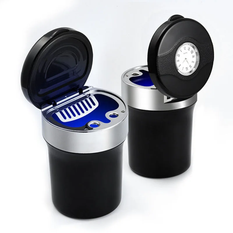 

Watch Car Ashtray Multi-Function With LED Light Stainless Steel Ash Tray
