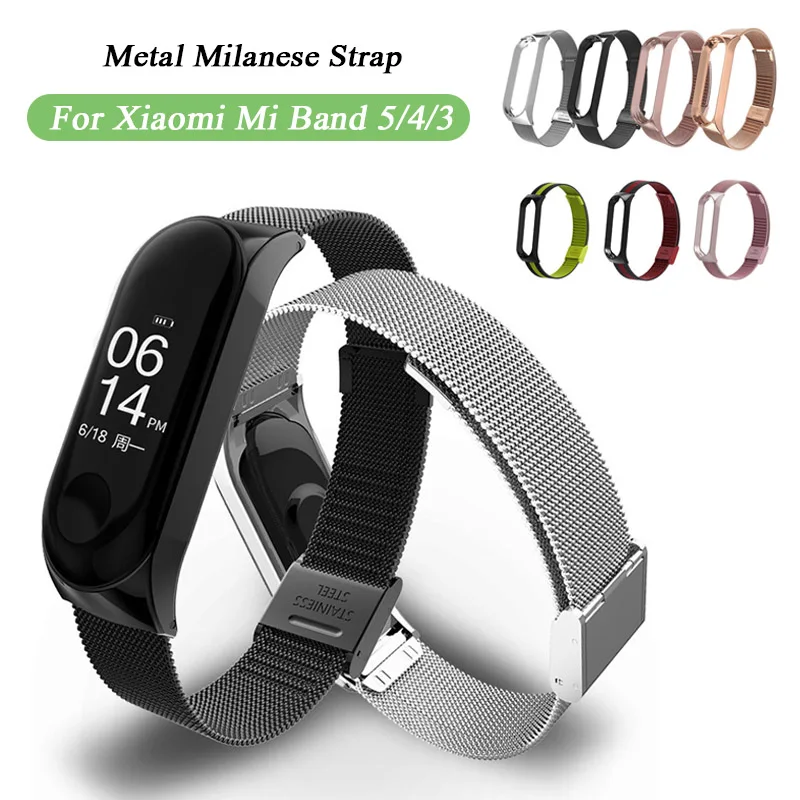 

Strap For Xiaomi Mi Band 3 4 5 Wrist Metal Bracelet Screwless Stainless Steel for Mi Band 4 3 5 Strap Wristbands Pulseira