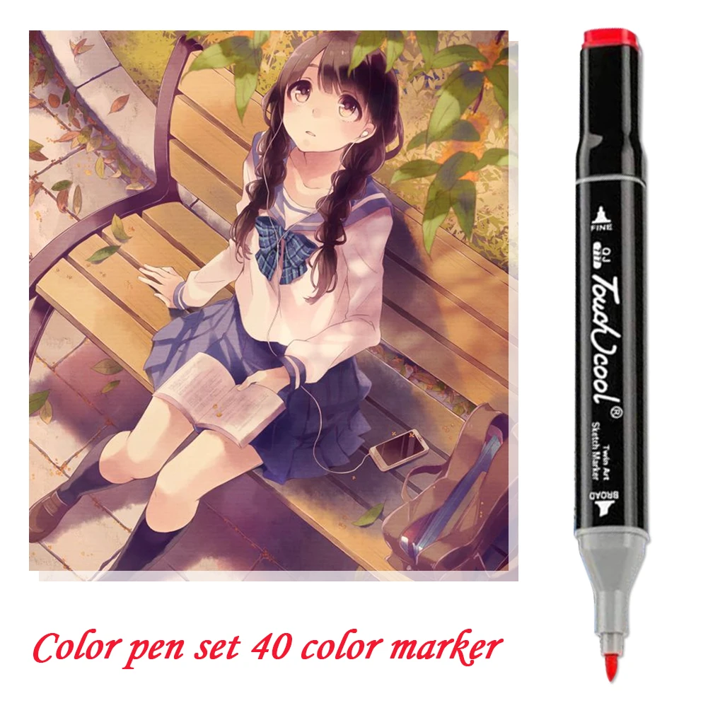 

Markers Manga Drawing Markers Pen 40 Color Alcohol Based Sketch Twin Brush Pen for Household Children Painting Set