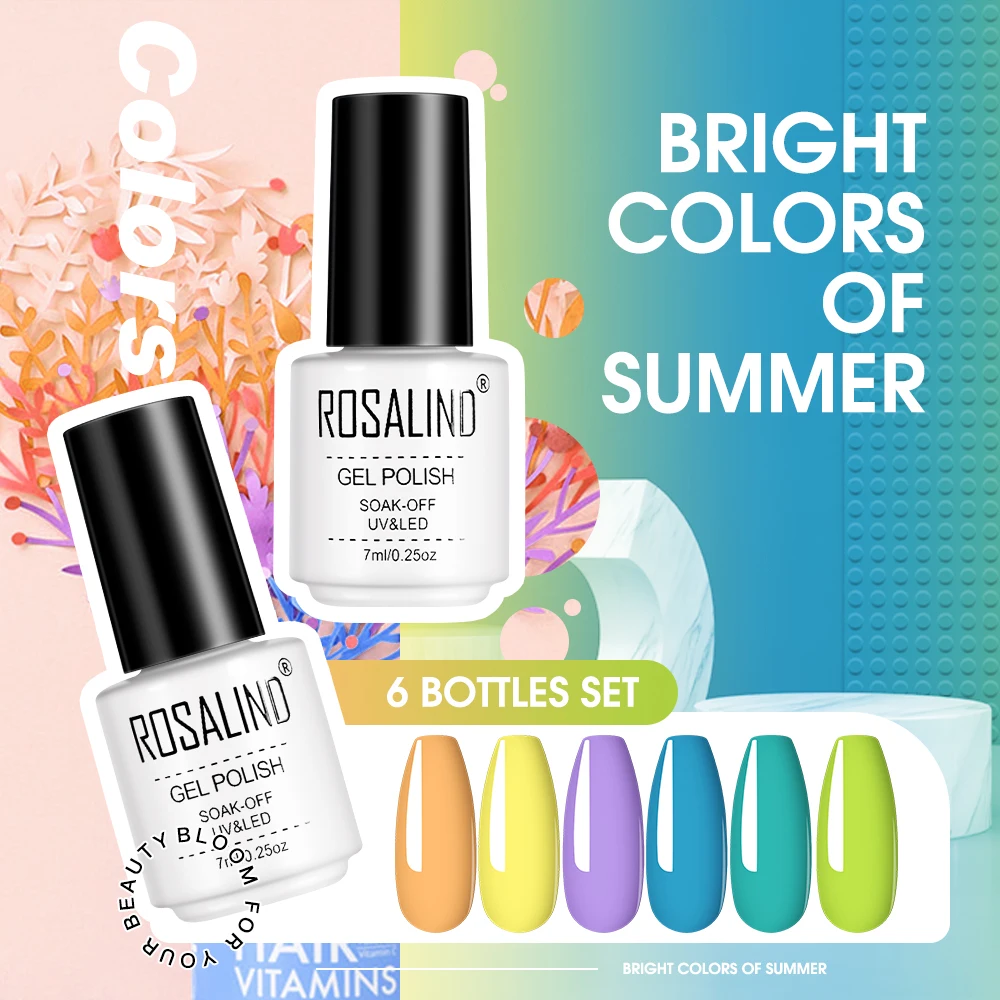 ROSALIND 6 шт/комплект набор гель-лаков для маникюра Гель-лак Полупостоянный дизайн