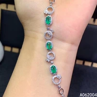 kjjeaxcmy fine jewelry 925 sterling silver inlaid gemstone emerald women hand bracelet classic support test hot selling