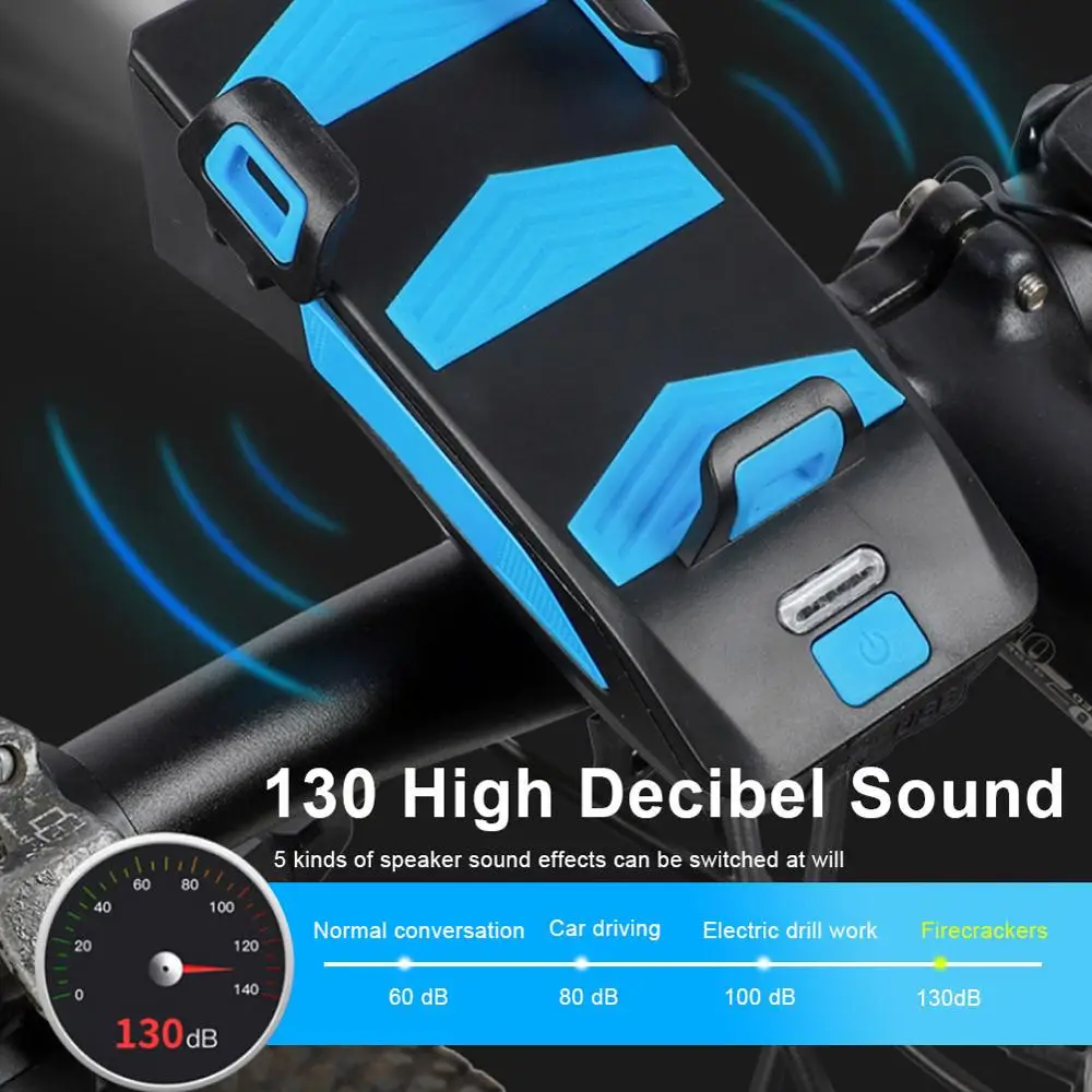 

4 In 1 Bicycle Headlight Mobile Phone Holder Bicycle Bell Mobile Power Supply Bicycle Accessories Multifunctional