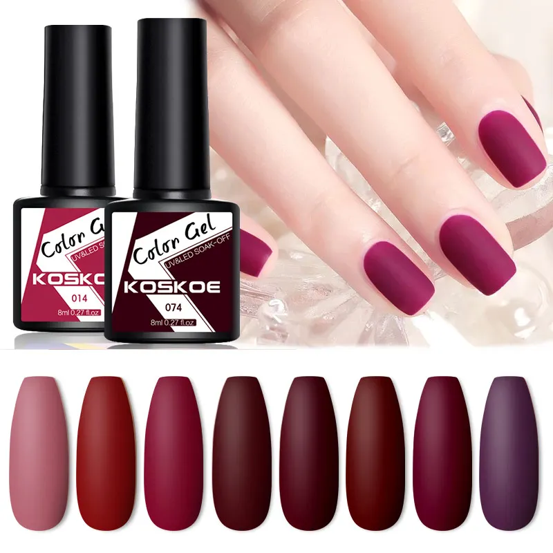 

KOSKOE Nail Polish Gel Semi Permanant Soak Off Nail Varnishes Lacquers UV LED Polishes and Glitter Gel Base Matte Top Coat